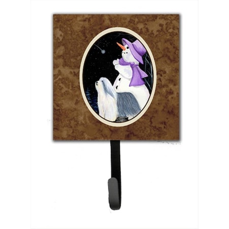 Jensendistributionservices 4.25 x 6 in. Snowman with Bearded Collie Leash Or Key Hook MI1657266